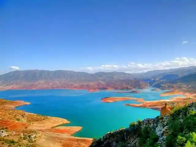 Panoramic view of Lake Bin El Ouidane in the High Atlas